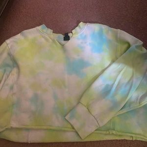 Green Tie Dye Cropped Sweatshirt